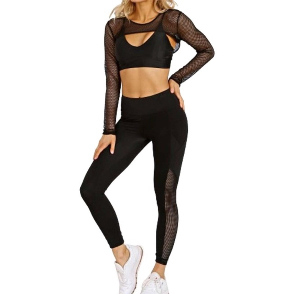 NWT LANSTON Black Rhys Mesh Leggings